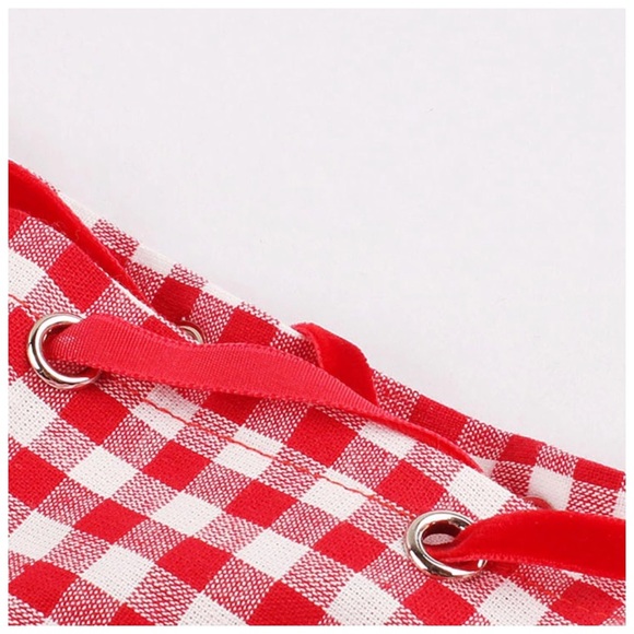 🍂 Red Gingham Plaid Ruffle Flare Tie Sleeve Top - Picture 4 of 4