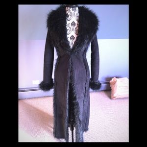 Bebe faux fur full length coat