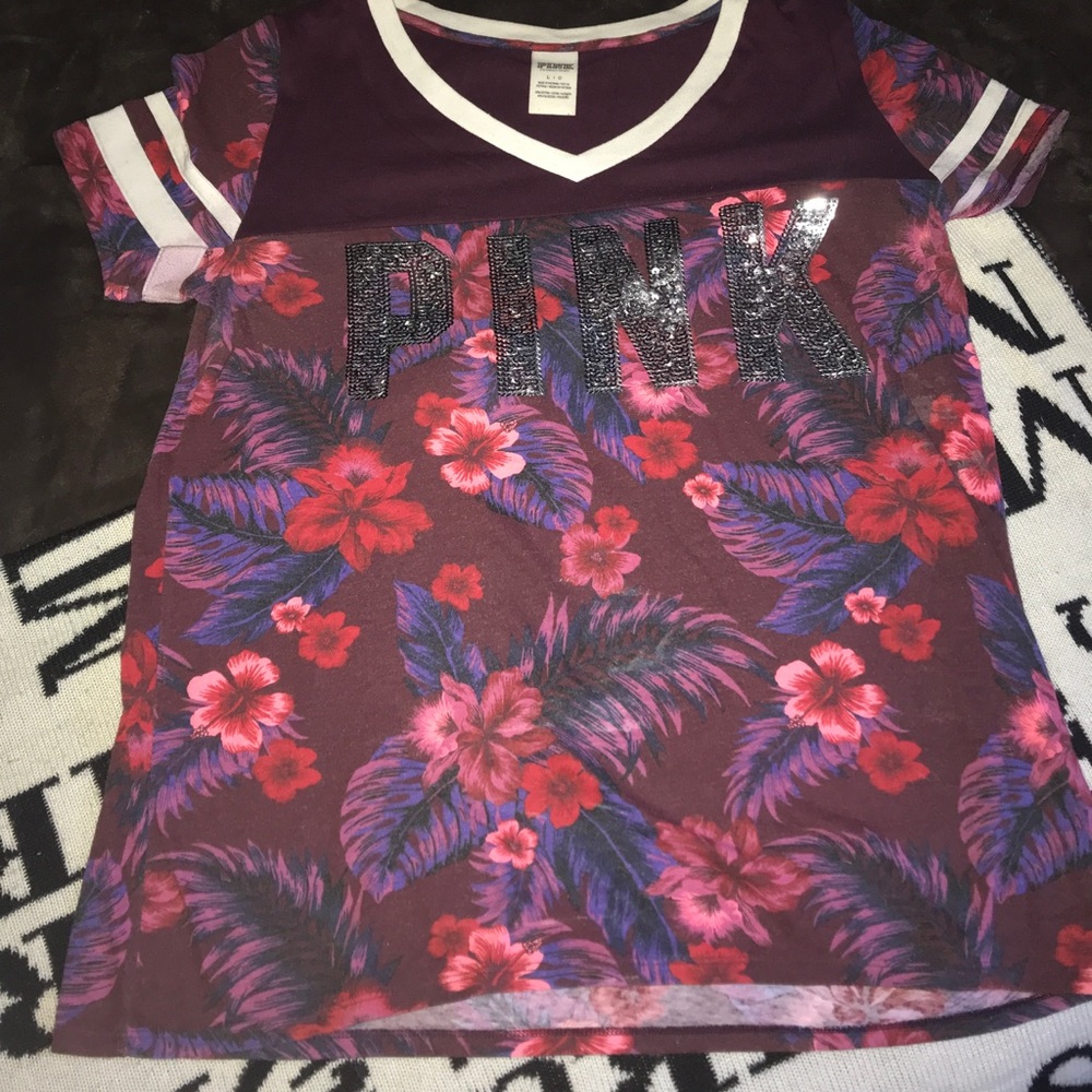 PINK BLING V Neck Tee