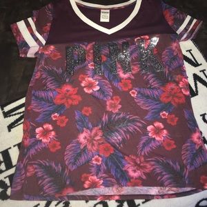 PINK BLING V Neck Tee