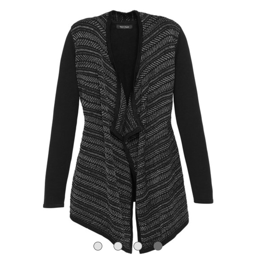 WHBM - LONG SLEEVE LUREX BLACK COVERUP SWEATER - Picture 2 of 4