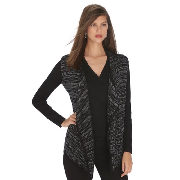 White House Black Market Sweaters - WHBM - LONG SLEEVE LUREX BLACK COVERUP SWEATER