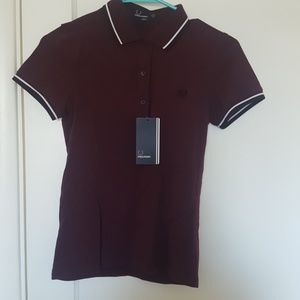 NWT Fred Perry Burgandy Polo Shirt US Size 2