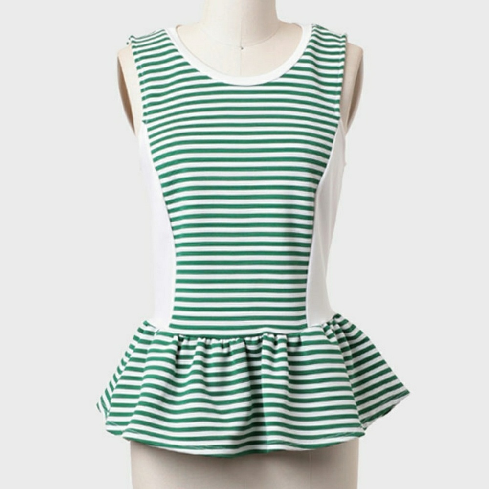 Collinsville Striped Peplum Blouse M