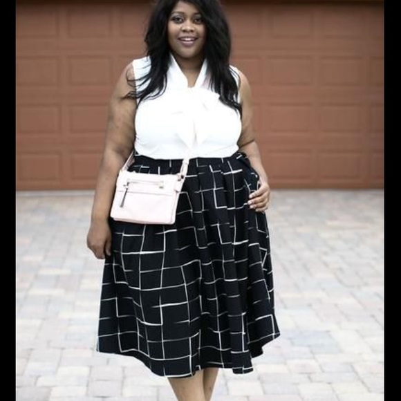 Society Plus Dresses & Skirts - Society+ kate midington black windowpane skirt 3x