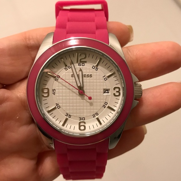 EXPRESS women’s Fucsia hot Pink rubber sport watch in box $98 main image 6