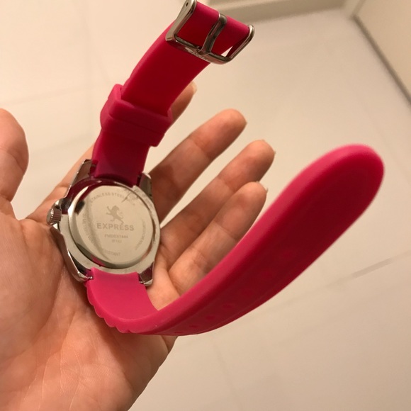 EXPRESS women’s Fucsia hot Pink rubber sport watch in box $98 main image 5