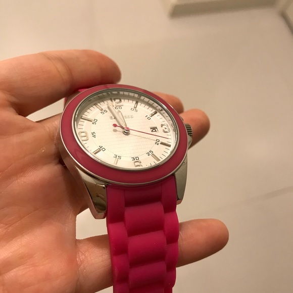 EXPRESS women’s Fucsia hot Pink rubber sport watch in box $98 main image 7