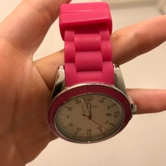EXPRESS women’s Fucsia hot Pink rubber sport watch in box $98 main image 8