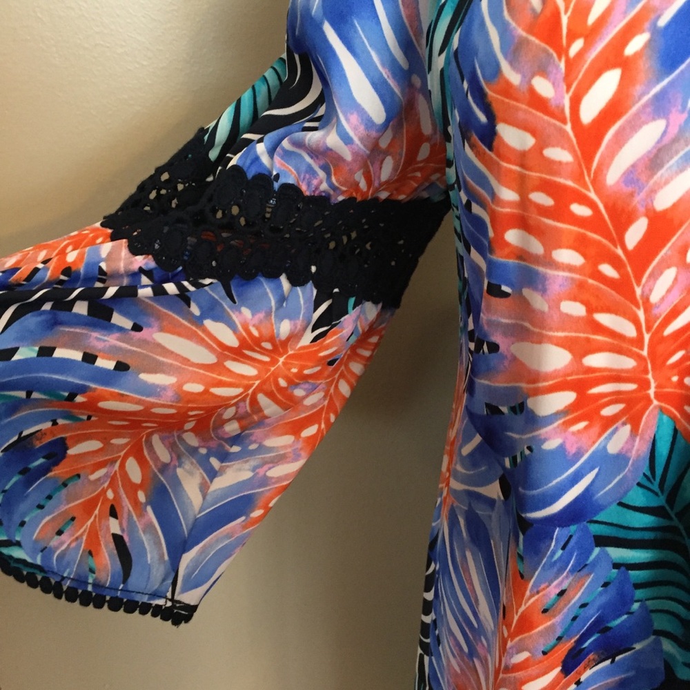 NWT JLO Size XL Tropical Off Shoulder Dress - Picture 2 of 5