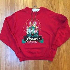 Christmas sweater! Vintage Jesus the light!