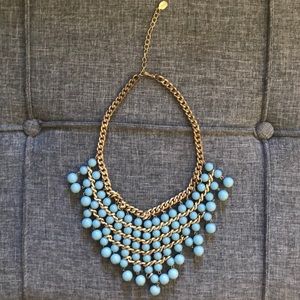Blue beaded chandelier necklace