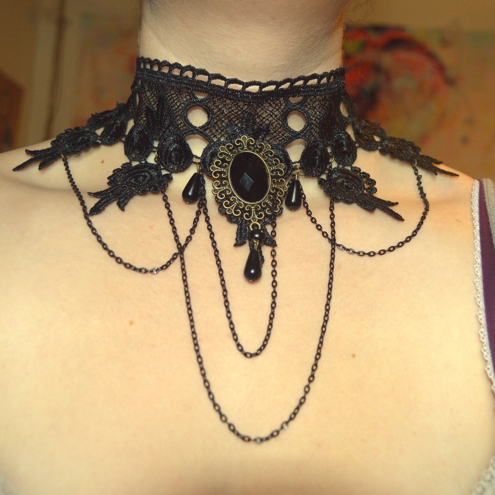 Steampunk Style Black Choker Necklace