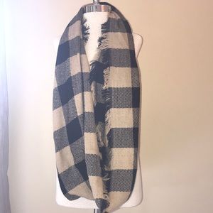 Tan and black infinity scarf