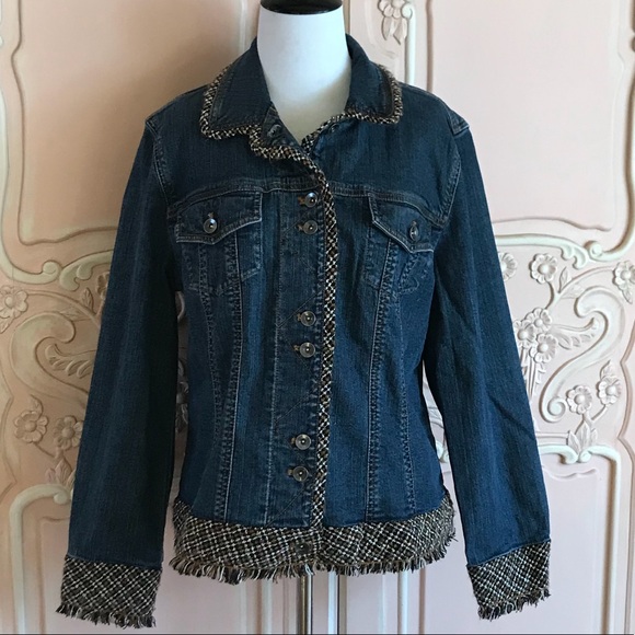 coldwater creek knit denim jacket