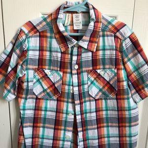 Boys Plaid Button down short sleeved shirt