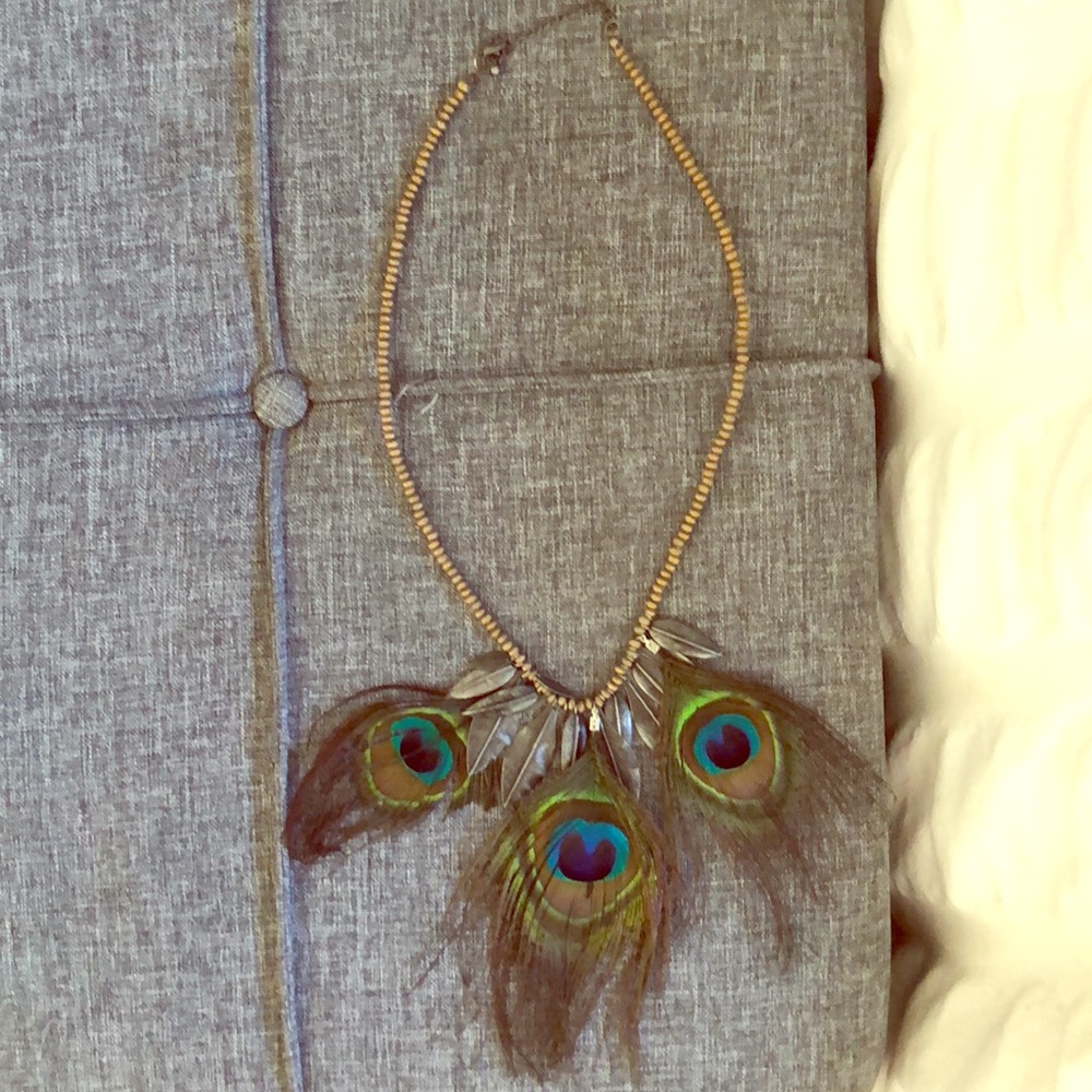 Peacock & leaves necklace
