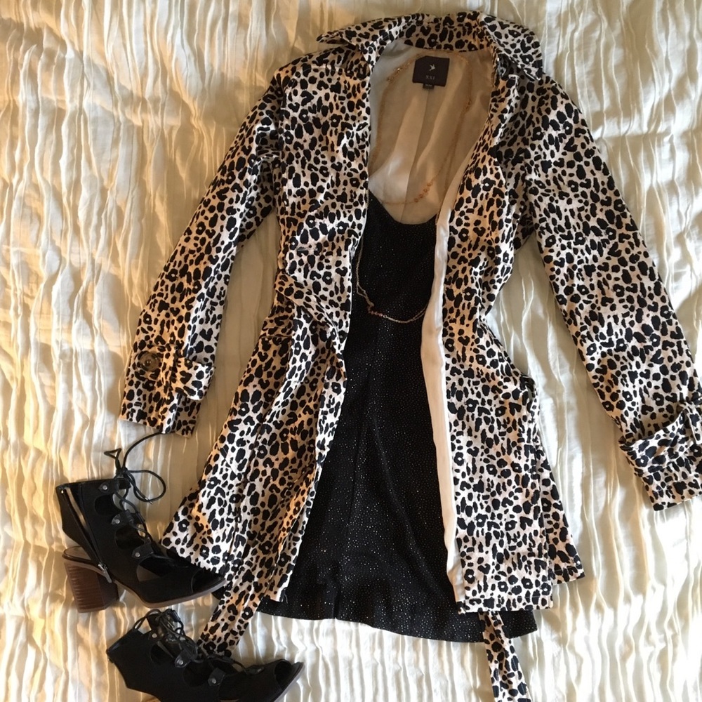 Leopard print trench coat