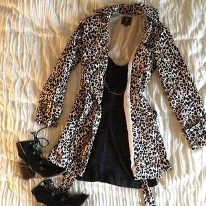 Leopard print trench coat