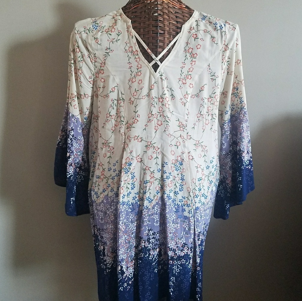 Umgee Dress with Bell Sleeves