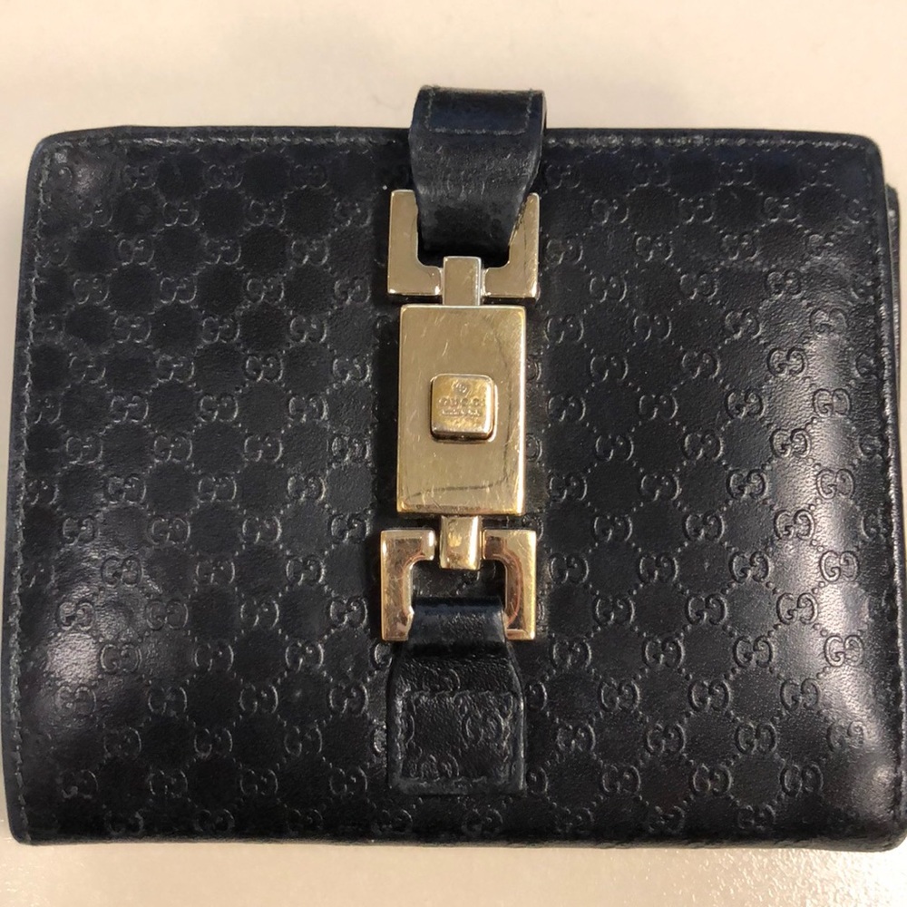 Gucci logo print leather wallet