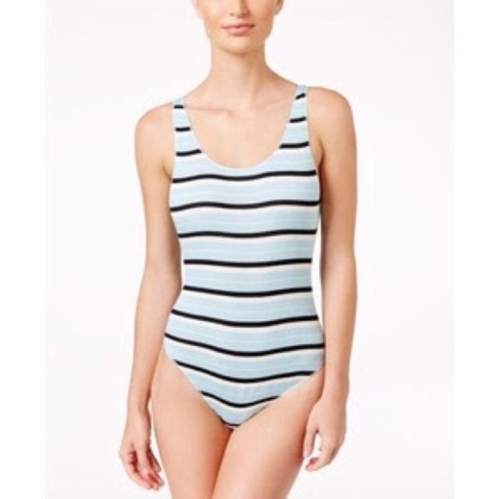 Free People Blue Striped Bodysuit