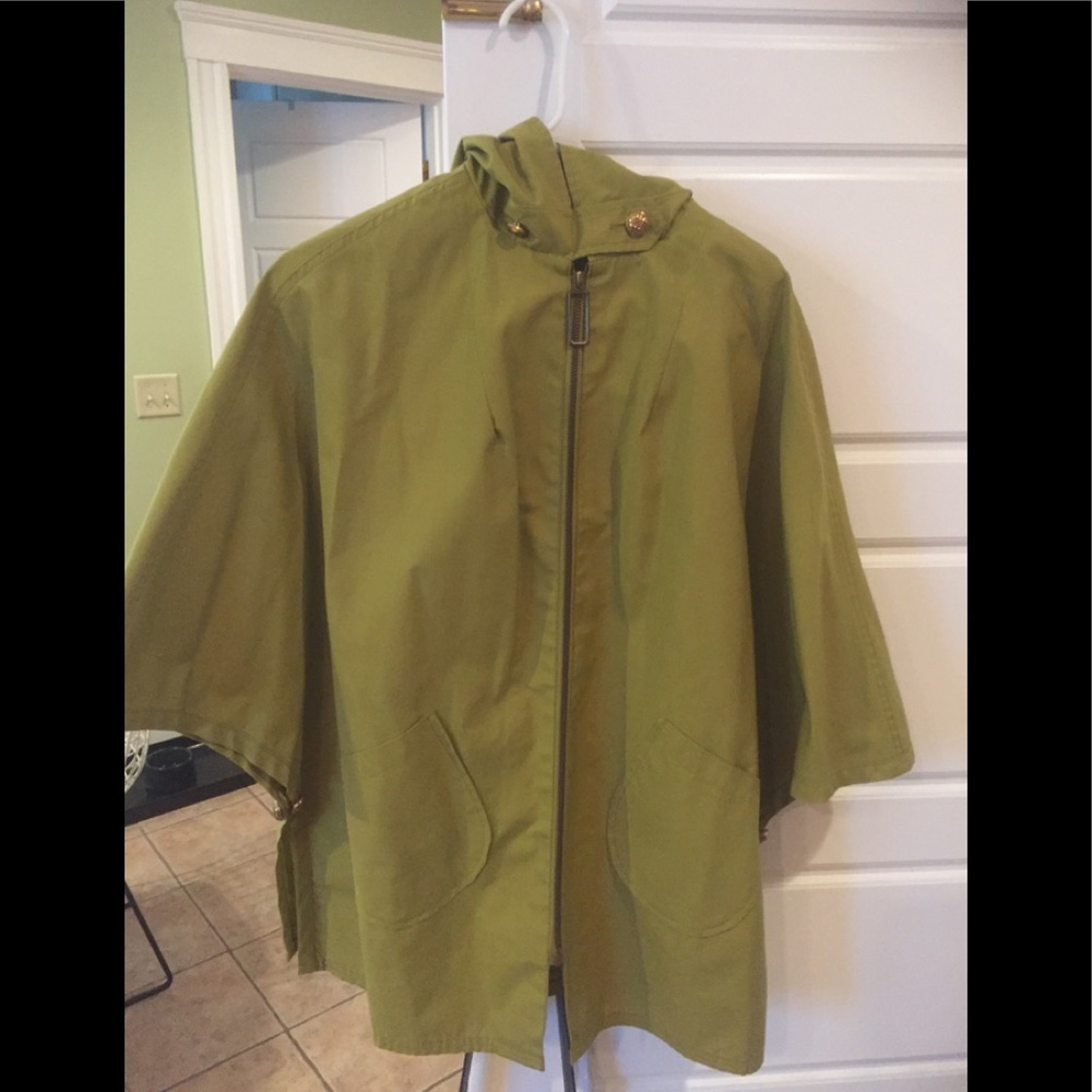 Hooded vintage rain poncho