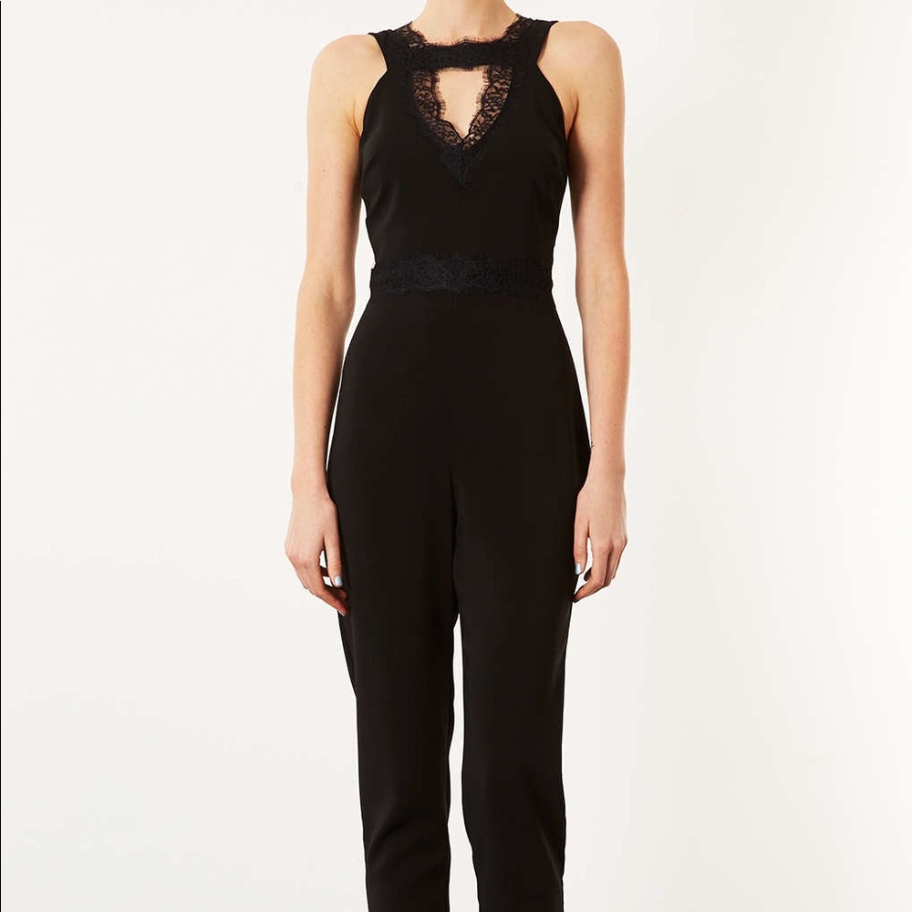 Topshop Lace Trim Jumpsuit