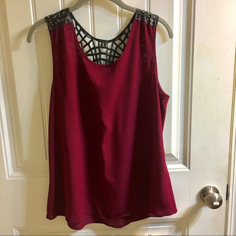 Maroon Leather Top Tank