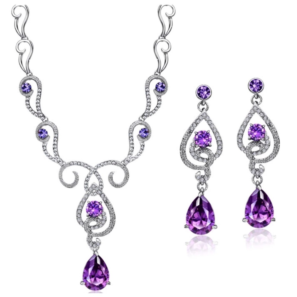 🌺 Swarovski Crystals The Lali Purple Necklace Set - Picture 1 of 5