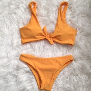 Yellow/orange bow tie bikini
