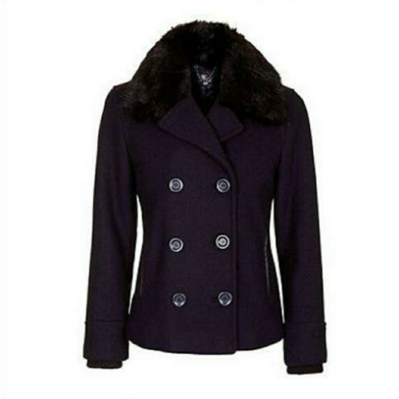 NWT Topshop Faux Fur Double Breasted Women's Peaco - Picture 1 of 5