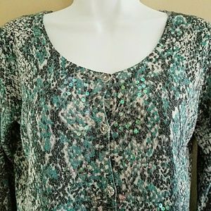 Dana Buchman Sequin Snakeskin Cardigan