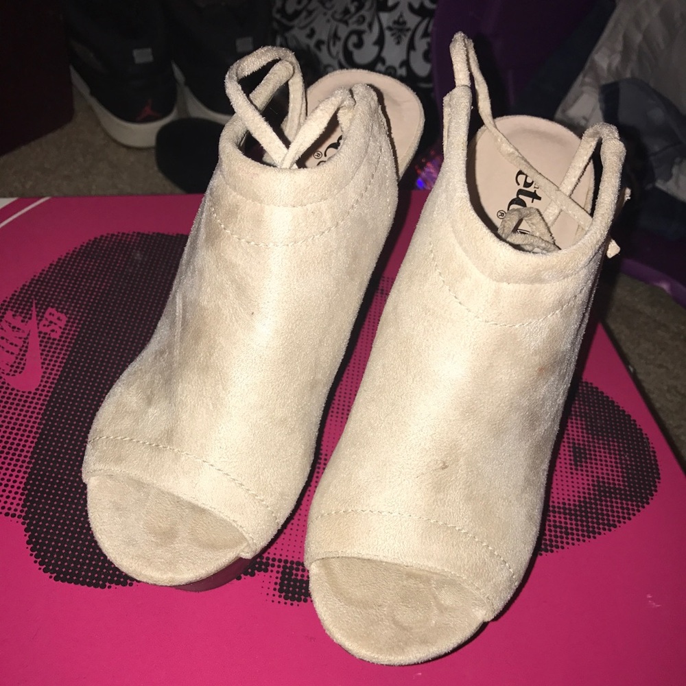 Tan Suede Wedge Heels