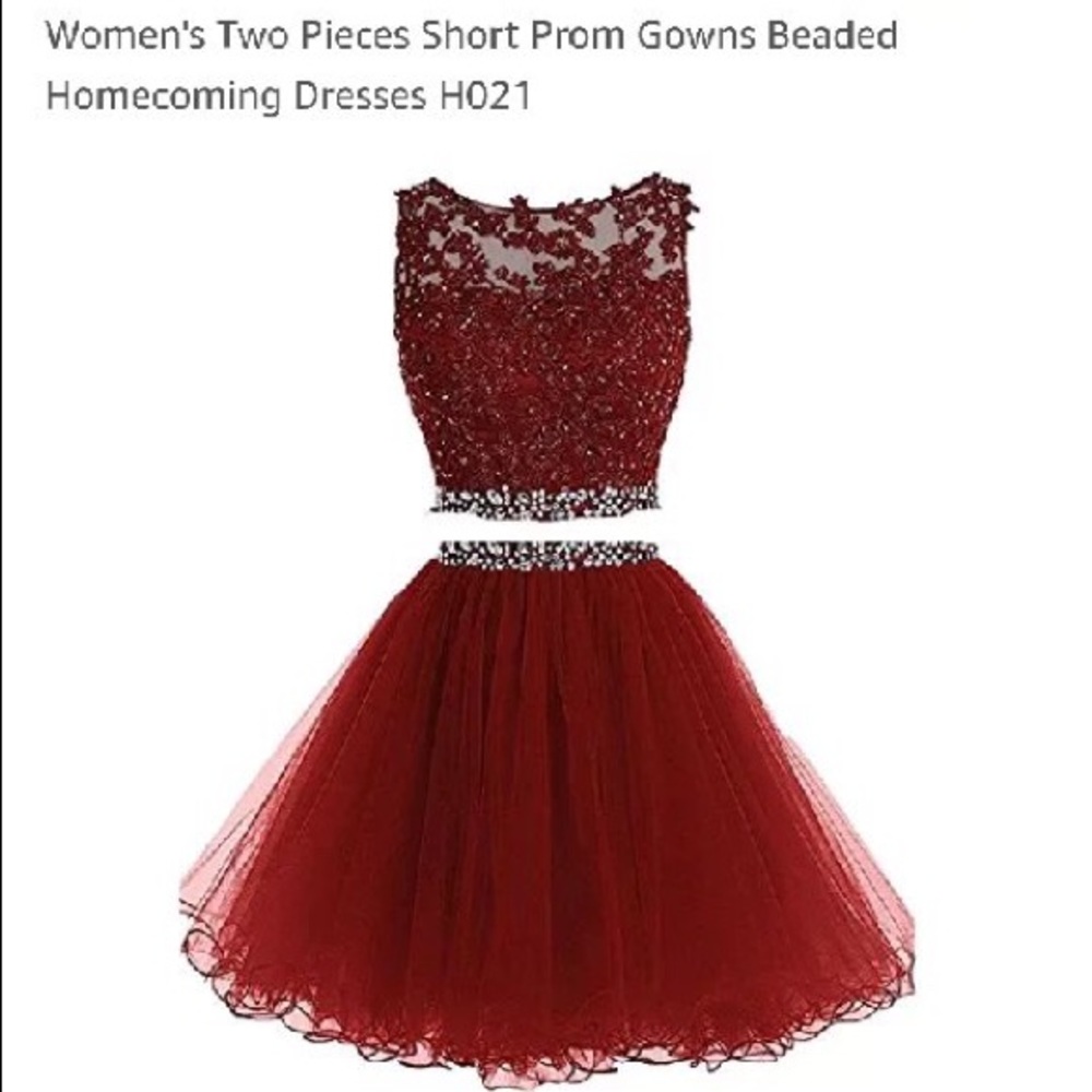 Burgundy, short, two-piece homecoming dress