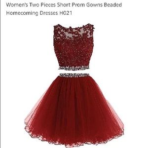 Burgundy, short, two-piece homecoming dress