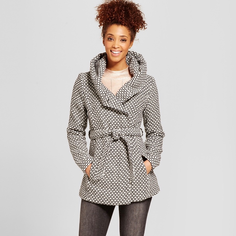 Faux wool wrap coat