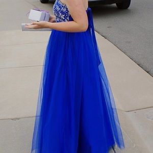 beautiful sapphire, beaded prom dress