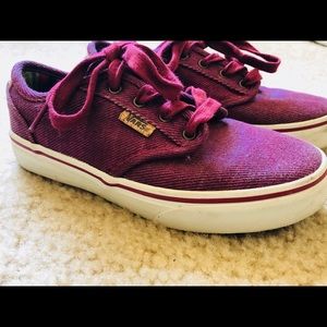 Maroon/plum kids vans. Great condition.
