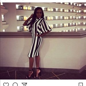 Stripped Body Con Midi Dress