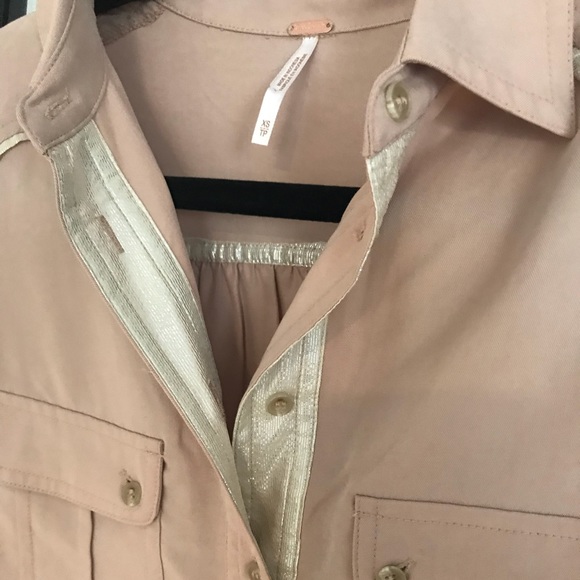 Free People blush metallic trim button down - Picture 4 of 7