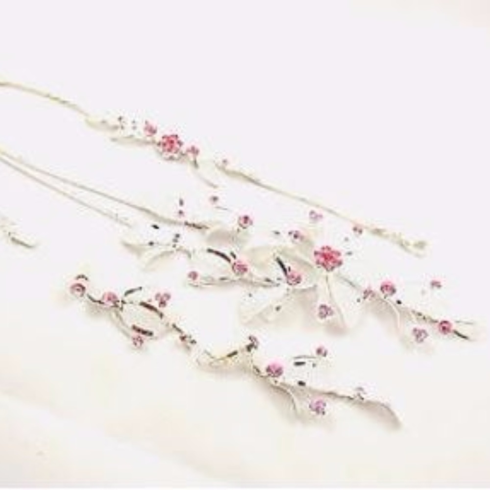 NWOT Pink Rhinestone Jewelry Set with Bracelet