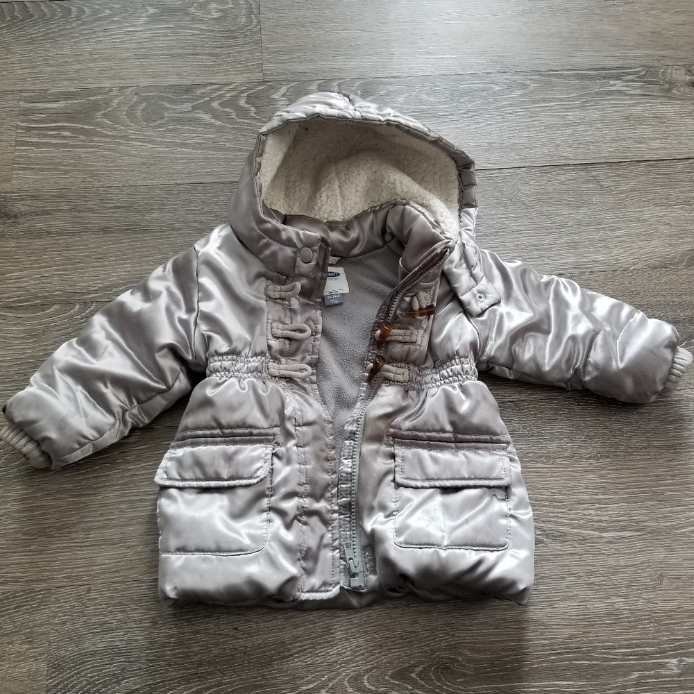 Old Navy Girls Silver Fleece Lined Coat
