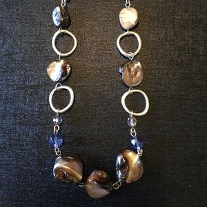 Gorgeous brown stone with purplish bead necklace