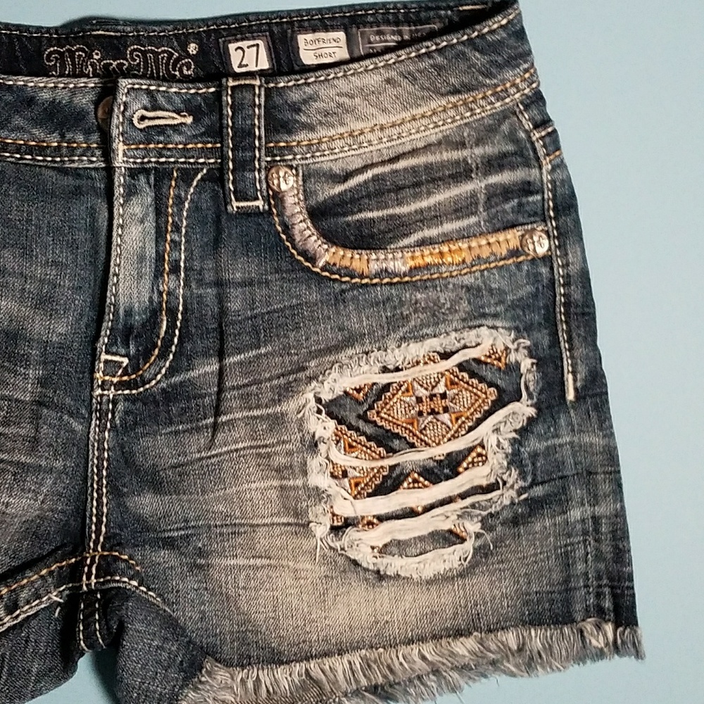 Miss Me Jean Embroidered Boyfriend Shorts - Picture 2 of 8