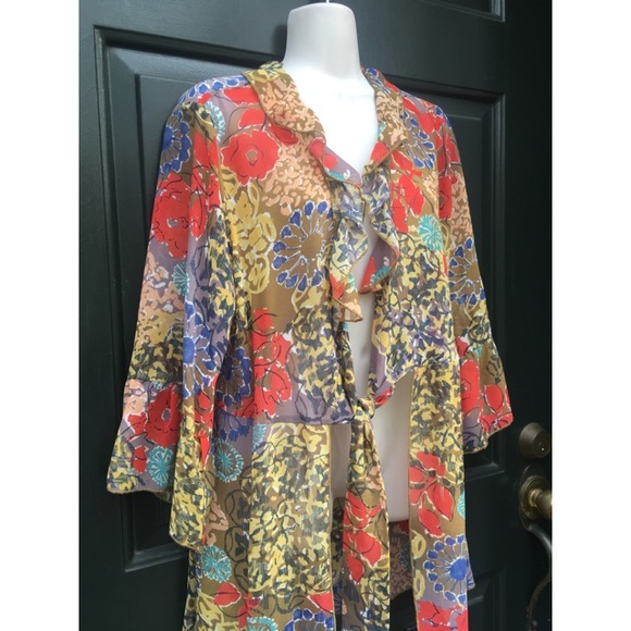 Vintage Sweaters - ✨ Amazing Vintage Colorful Sheer Kimono/Cardigan