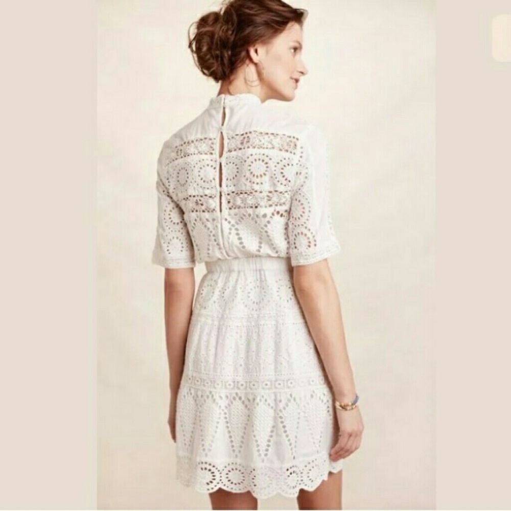Floreat juliet white eyelet lace mock neck dress - Picture 2 of 4