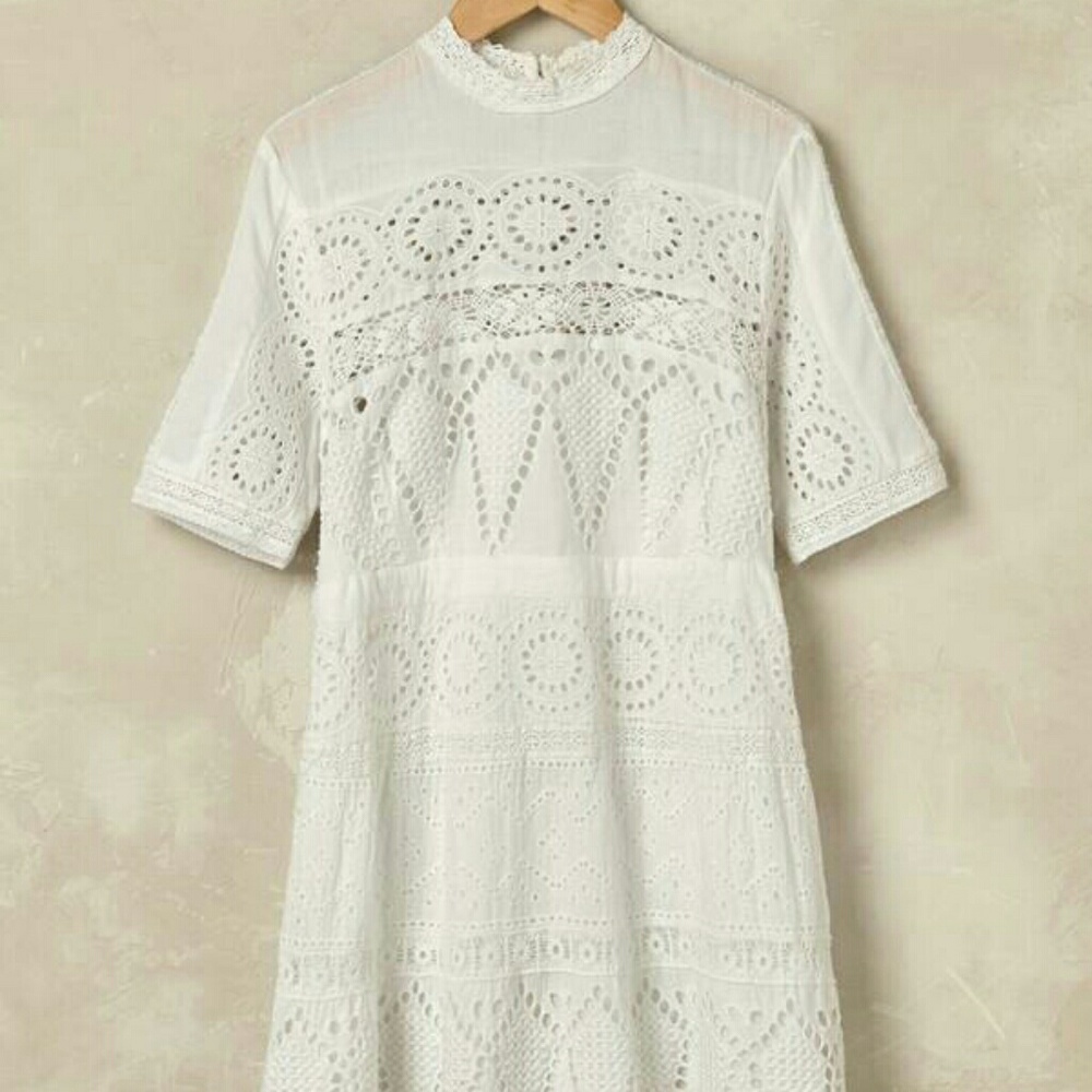 Floreat juliet white eyelet lace mock neck dress - Picture 3 of 4