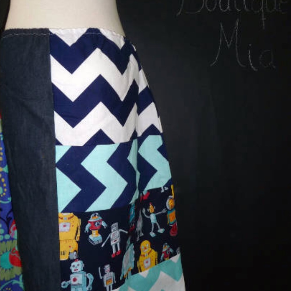 Patchwork A-line Skirt Retro Kitchy Style Sz M/L