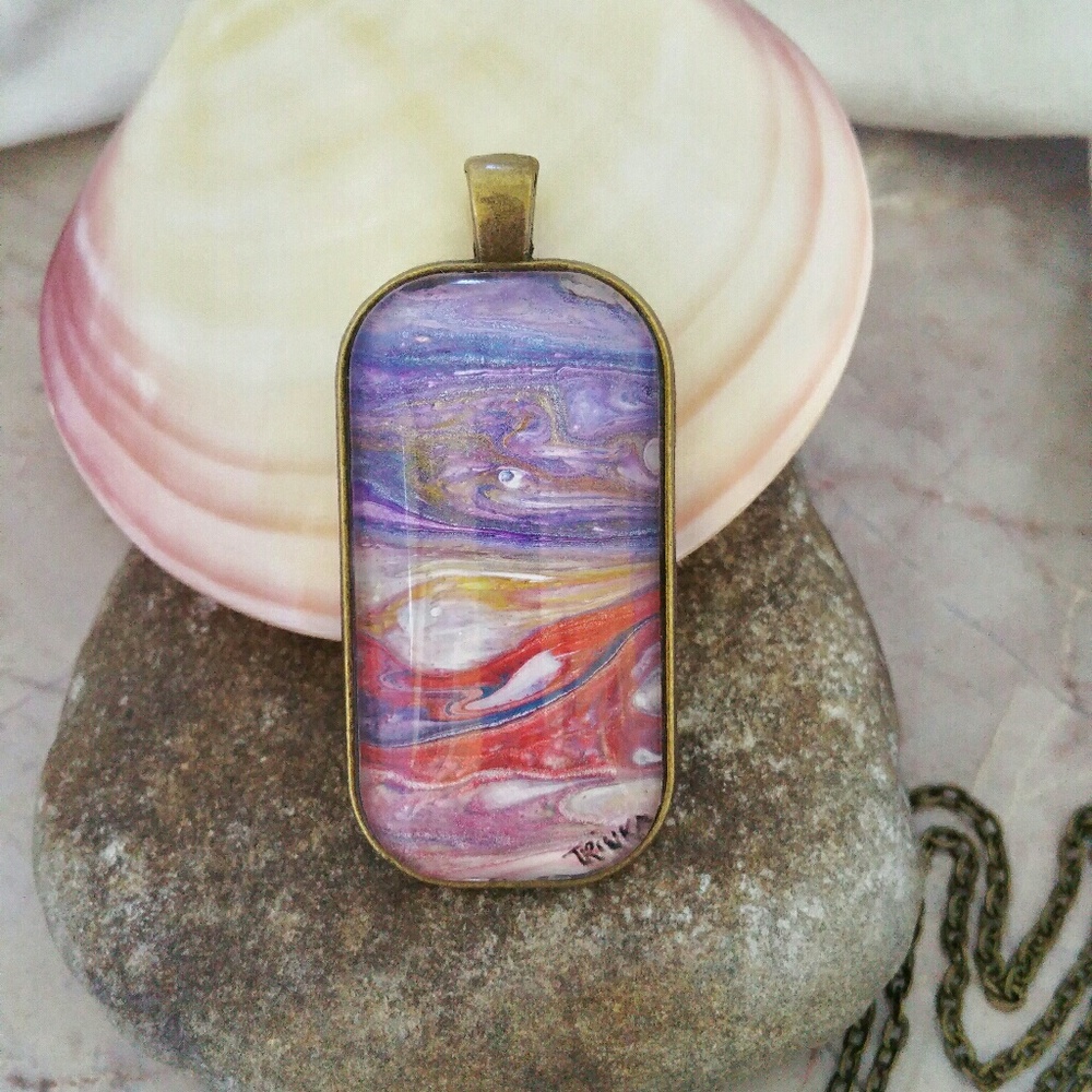 ☆HP☆ Antique Bronze Pendant With Original Art